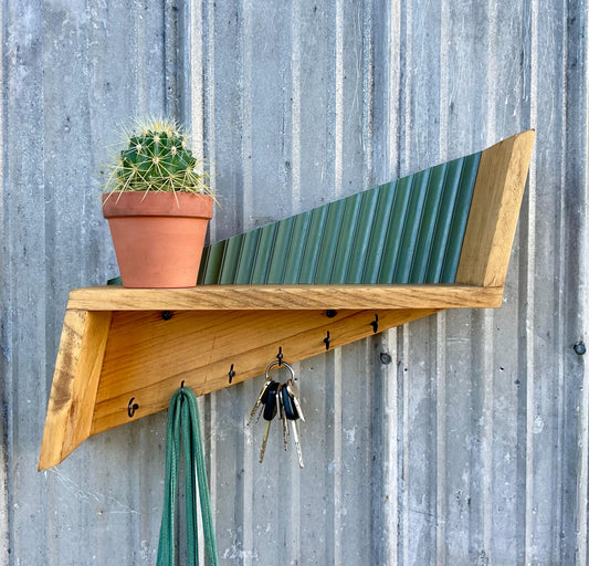 Key Holder Premium Olive Green Pine Classic 6 Hooks – Wall-Mounted