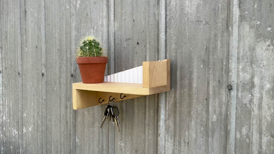 Key Holder White Glacier – Pine Wood - Wall Mounted Shelf | Boho and Farmhouse Style | Home Décor & Organization